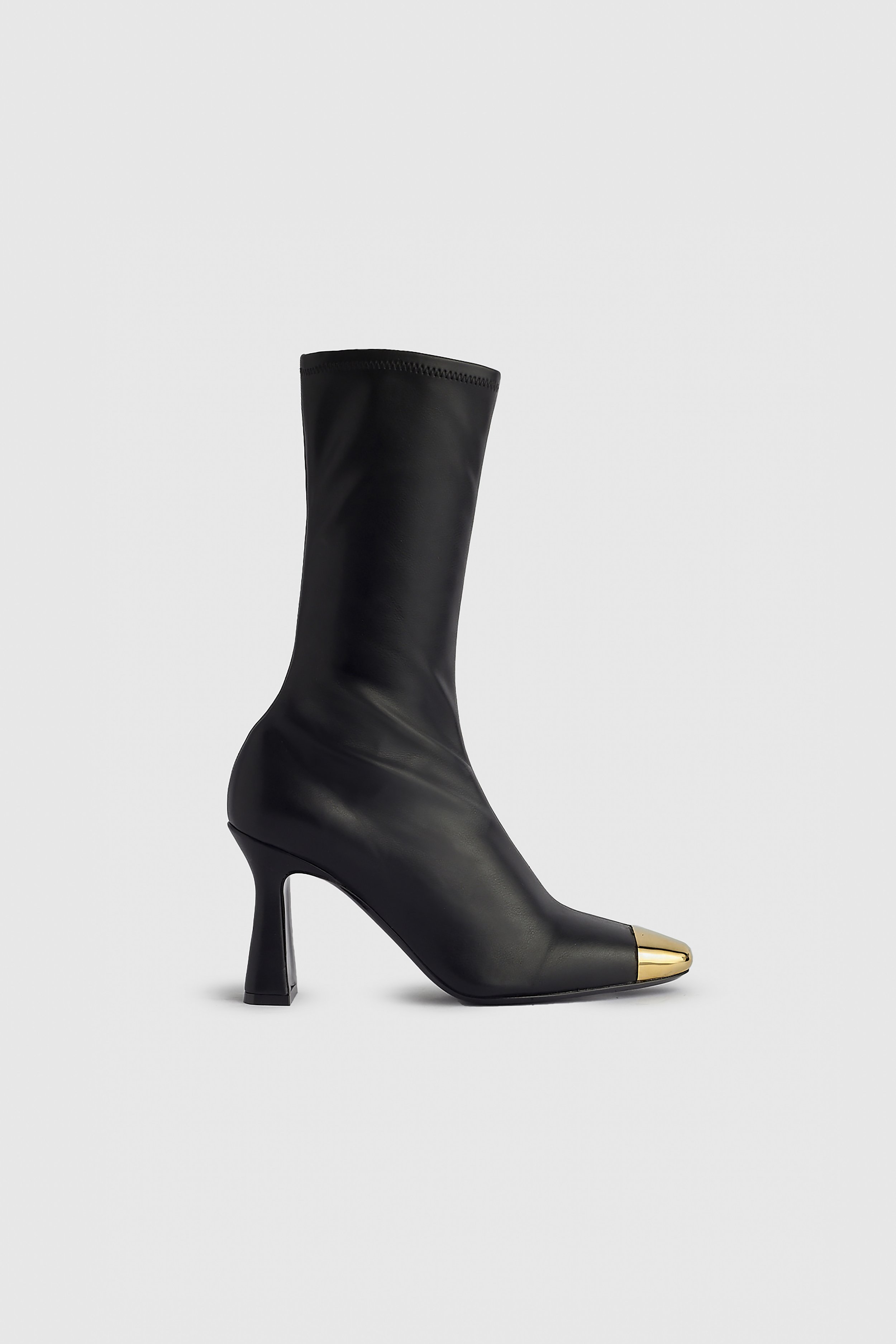 Luca stitch tops black andmary アンドマリー Black Ellia metal toe-cap stretch knee-high boot — MARIA LUCA